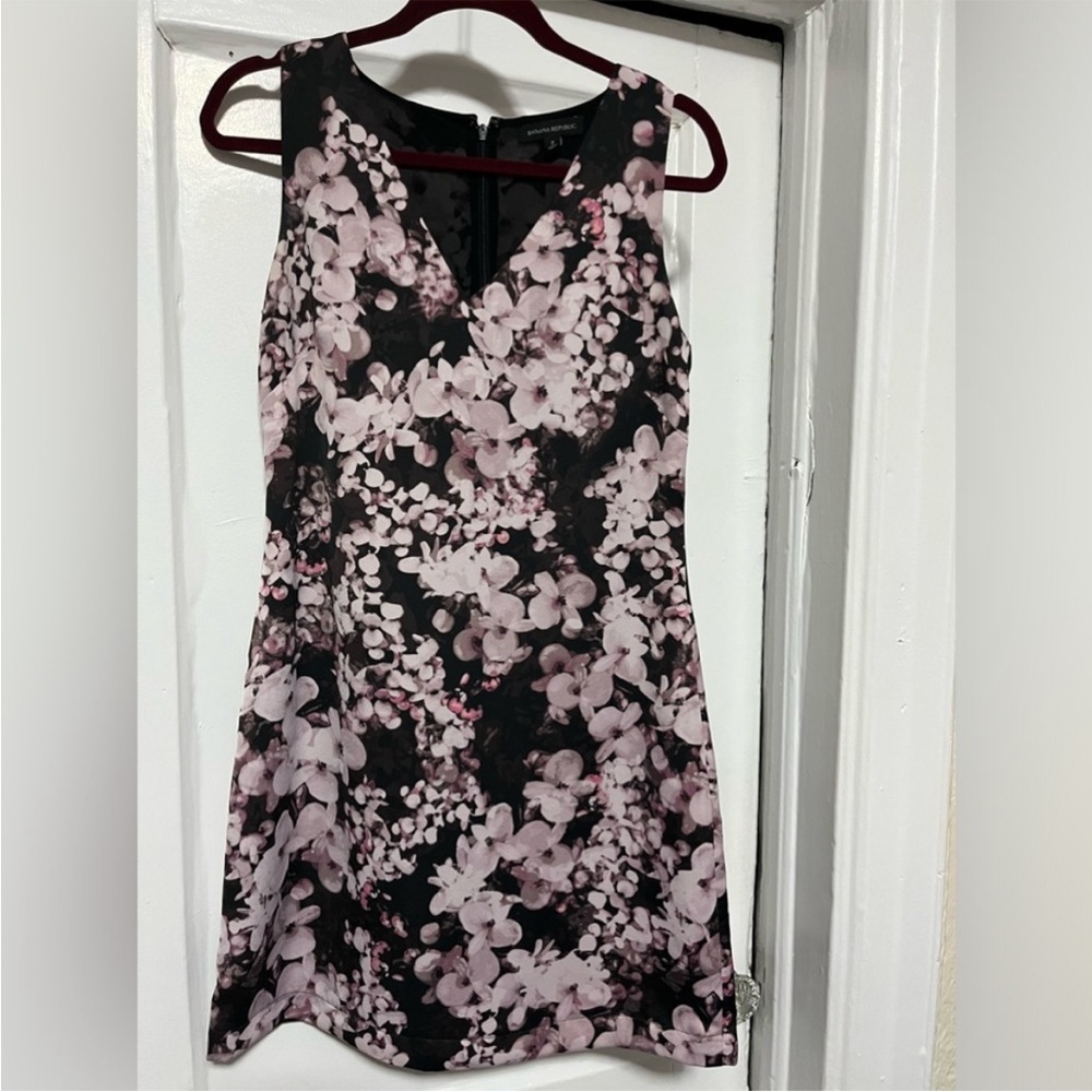 Banana Republic Black and Light Pink Floral Sleeveless Dress